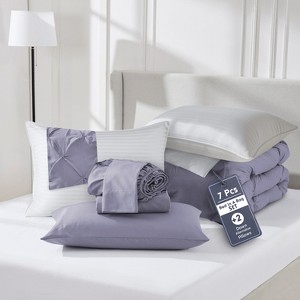 Nestl 9 Piece Comforter Set, Pinch Pleated Bedding Set, Bed in a Bag, Comforter Set with Down Alternative Pillows - 1 of 4