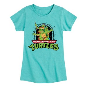 Girls' - Teenage Mutant Ninja Turtles - Logo Character Group Fitted Short Sleeve Graphic T-Shirt - 1 of 4