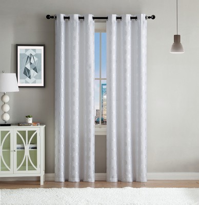 Kate Aurora Contemporary Living 2 Pack Semi Sheer Geometric Grommet Top Curtain Panels