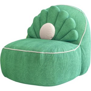 Hachikiko Seashell Bean Bag Chair - XXL Green Reading/Gaming Lounger, Washable Polyester Cover, PP Cotton Filled (43"x39"x31") - 1 of 4