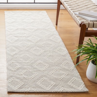 Marbella Ivory Flat Woven Wool Runner Rug, 2'3" x 8'