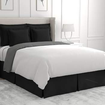 ct Discount Store Elastic Ruffle Bed Skirt Easy Warp Around, Bed Skirt Pins Included (Twin/Full, Black)