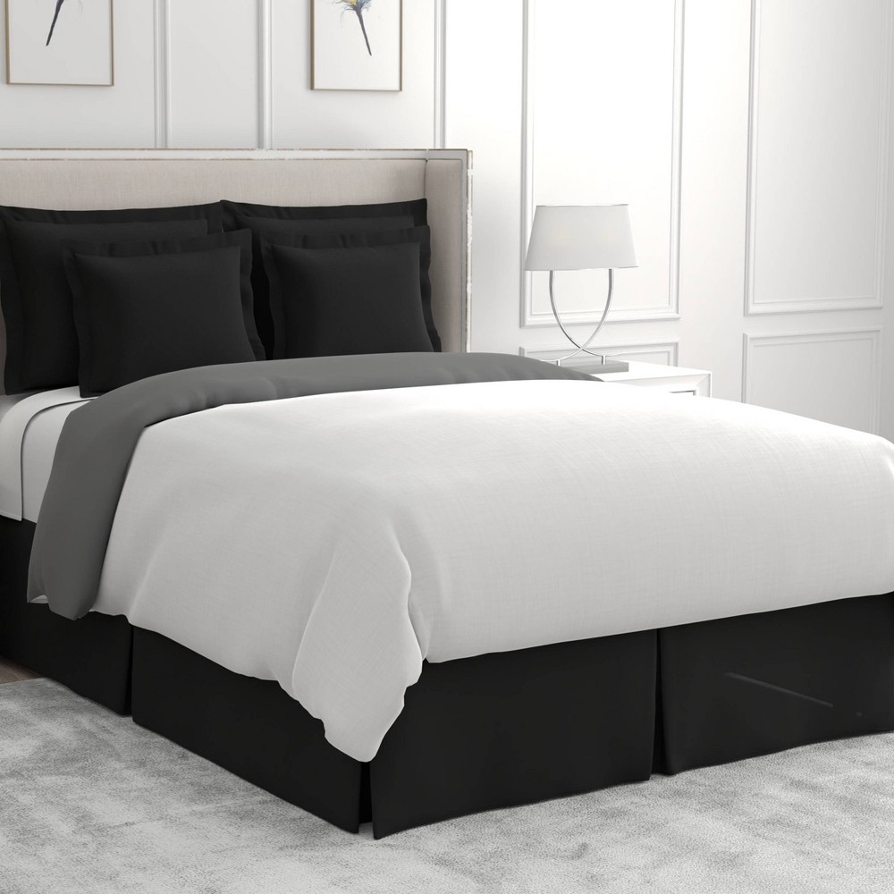 Photos - Bed Linen King Wrap-around Tailored Bed Skirt Black - Bed Maker's