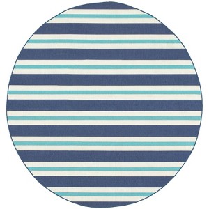 Oriental Weavers Meridian 5701B Blue/ Ivory Indoor/Outdoor Area Rug - 7'10" Round - 1 of 4