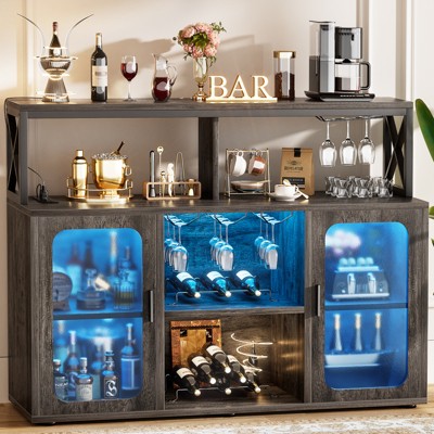 47.2" Wine Bar Cabinet with Led Light