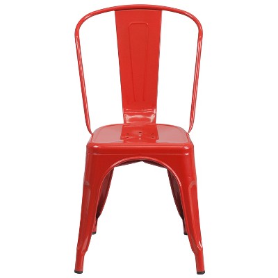 Red Powder Coated Steel Tolix Dining Chair