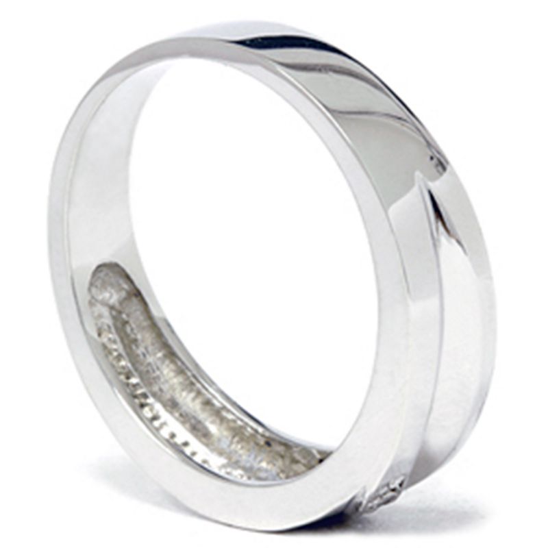 Pompeii3 Mens High Polished White Gold Diamond Anniversary Ring, 3 of 5