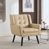 Ridstar Upholstered Modern Soft Lounge Chair & Accent Chair With Arm Support And Solid Leg-Black - 3 of 4