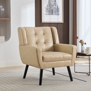 ATJafure Modern Soft Linen Material Ergonomics Accent Chair With Black Legs For Indoor Home Living Room Bedroom Home - 1 of 4