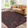 Vintage Faded Floral Medallion Border Machine Washable Indoor Area Rug or Runner by Blue Nile Mills - 2 of 4