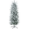 6ft Tall Flocked Artificial Christmas Tree Holiday D¨¦cor with 477 Snow Branches, Auto Open, Steel Base, Green - 2 of 4
