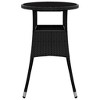 vidaXL Patio Table, 23.6"x29.5" Tempered Glass and Poly Rattan Black - 3 of 4