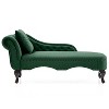 Christopher Knight Home Bailey 62'' Velvet Chaise Lounge Indoor with 1 pillow and Nailhead Trim, Scrolled Backrest - 2 of 4