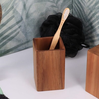 Evideco French Home Goods Wood Acacia Bath Tumbler Cup Toothbrush Holder