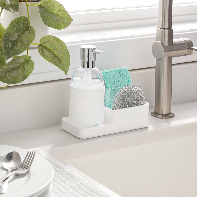 Plastic Soap Pump with Silicone Holder with Caddy &#38; Tray White - Brightroom&#8482;, 3 of 6
