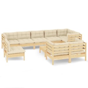 vidaXL Garden Lounge Set Cream, Pinewood - 1 of 4