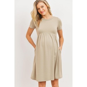 Hello Miz Women's Casual Mini T-Shirt Maternity Dress - 1 of 4