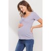 Hello Miz Women's Ribbed Short Sleeve Sweetheart Neck Maternity Top - 2 of 4