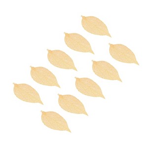 Unique Bargains Brass Bulk Mesh Leaf Pendants for DIY Jewelry Making Bracelets 10 Pcs - 1 of 4