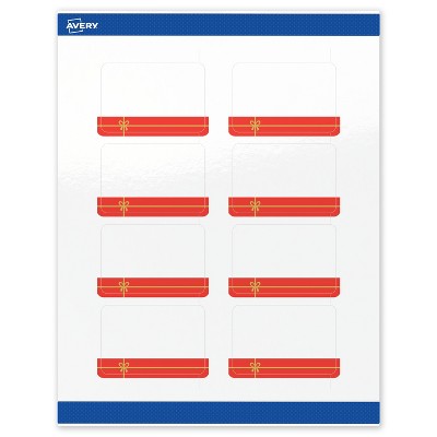 Avery Labels, 2" x 3", Gold-Red Gift, Glossy, 80ct