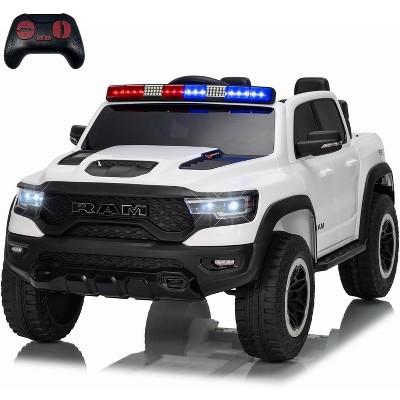 12V Kids Ride On Police Car with Remote Control, Electric Pickup Truck for Toddlers, 3 Speeds, Spring Suspension, LED Lights