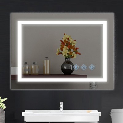 32x24 Inch LED Bathroom Mirror, Front & Backlit Vanity Mirror, Anti-Fog, Memory Function, Adjustable Light (3000K-6000K), Wall Mounted