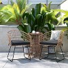 Flash Furniture Devon 3-Piece Patio Bistro Set, Indoor/Outdoor Rattan Rope Chairs, Acacia Wood Top Table & Seat Cushions - image 2 of 4