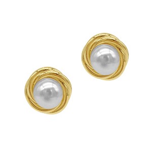 Adornia 14k Gold Plated Pearl Framed Earrings - 1 of 4