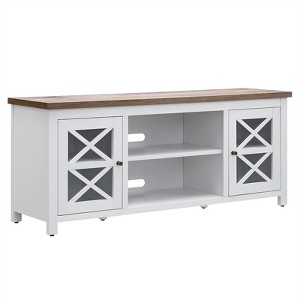 58" White TV Stand with Gray Oak Top - Henn&Hart - 1 of 4