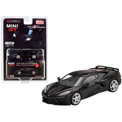 2020 Chevrolet Corvette Stingray C8 Black w/Midnight Gray Stripe Ltd Ed 3000 pcs 1/64 Diecast Model Car by True Scale Miniatures