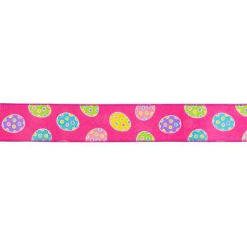Northlight Pink with Easter Egg Design Wired Spring Craft Ribbon 2.5" x 10 Yards