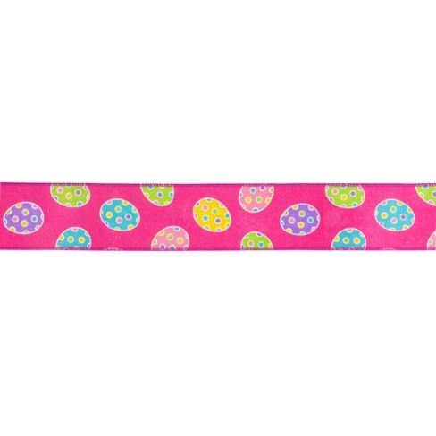Northlight Pink with Easter Egg Design Wired Spring Craft Ribbon 2.5 x 10 Yards