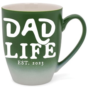 Elanze Designs Dad Life Est 2023 Two Toned Ombre Matte Green and White 12 ounce Ceramic Stoneware Coffee Cup Mug - 1 of 4