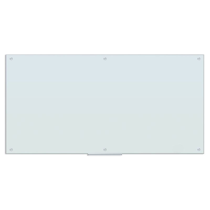 U Brands 70&#34;x35&#34; Frosted Glass Frameless Dry Erase Board White, 1 of 6