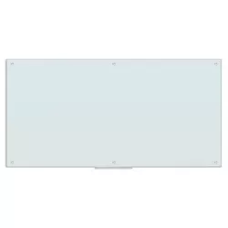 U Brands 70"x35" Frosted Glass Frameless Dry Erase Board White