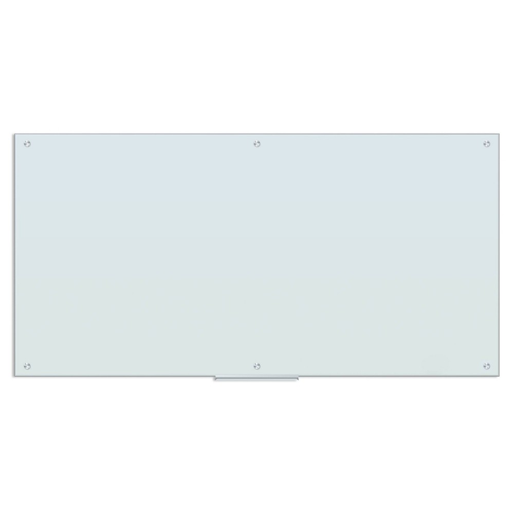 U Brands 70"x35" Frosted Glass Frameless Dry Erase Board White: Wall Mount Glass Whiteboard with Marker Tray