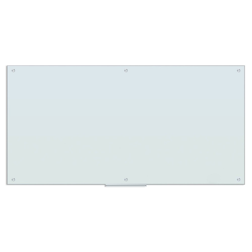 U Brands 70"x35" Frosted Glass Frameless Dry Erase Board White: Wall Mount Glass Whiteboard with Marker Tray