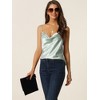 cheibear Women's Satin Cowl Neck Cami Top with Long Pant PJ Loungewear Silky Pajama Set - 3 of 4