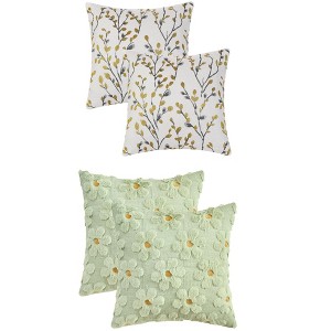 REGALWOVEN 4 Pcs Floral Pattern Soft Comfort Throw Pillow Covers 18" x 18" - 1 of 4
