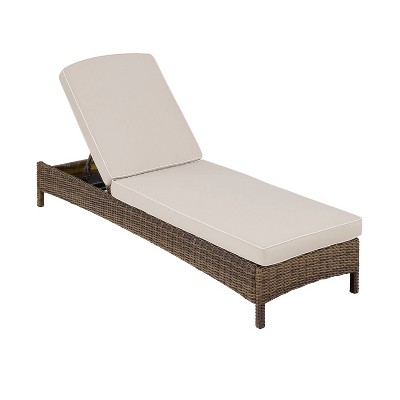 Bradenton Sand and Brown Adjustable Wicker Outdoor Chaise Lounge