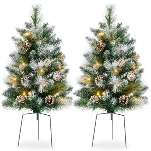 Best Choice Products Set of 2 24.5in Outdoor Pathway Christmas Trees Decor w/ LED Lights - 1 of 4