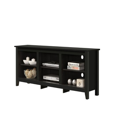 GlasFlength TV Stands and Consoles Modern Entertainment Center with Open Shelves and Cable Management for Living Room, Black, 15.5"*70"*23"