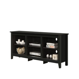 GlasFlength TV Stands and Consoles Modern Entertainment Center with Open Shelves and Cable Management for Living Room, Black, 15.5"*70"*23" - 1 of 4