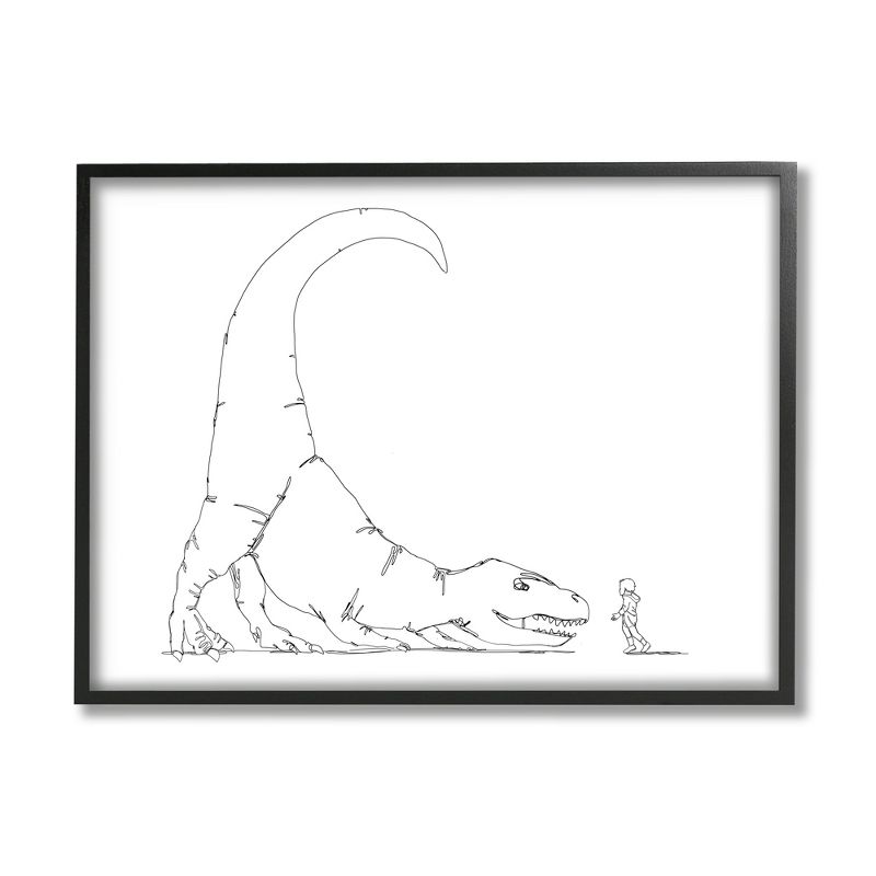 Stupell Industries Dinosaur T-Rex and Boy Line Drawing Minimal, 1 of 7