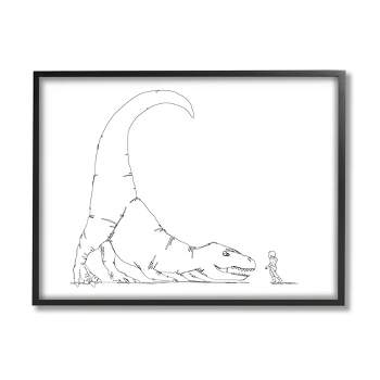 Stupell Industries Dinosaur T-Rex and Boy Line Drawing Minimal