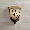 Regency Hill Leaf and Vine Pocket Farmhouse Rustic Wall Light Sconce Bronze Hardwire 8 1/2" Fixture Rimmed Amber Glass for Bedroom Bedside Bathroom - 2 of 4