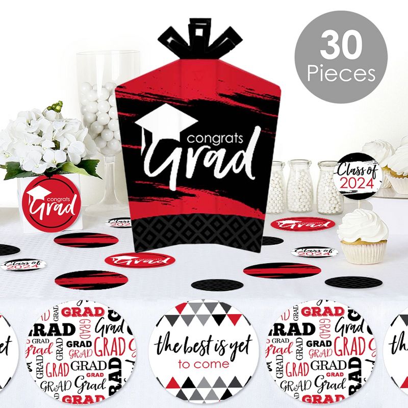 Big Dot of Happiness Red Grad - Best is Yet to Come - 2024 Red Graduation Party Decor and Confetti - Terrific Table Centerpiece Kit - Set of 30, 2 of 9