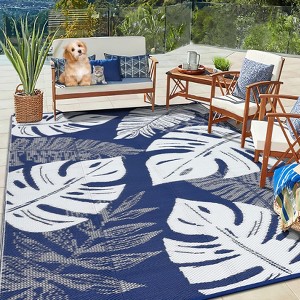 Outdoor Straw Plastic Rug, Lightweight Reversible Patio Rug, Folding Portable Deck Area Carpet, Large Floor Mat for Backyard Garden Camping Picnic - 1 of 4