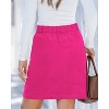 Women's Corduroy High Waist Short Skirt - Trendy Fall Skirt with Elastic Waist & Patch Pockets Hot Pink - 2 of 4