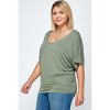 Slickblue Women's Knit Top, Flowy Fit, Short Sleeve Tee, Effortless Casual Style, Olive, 1XL - 4 of 4